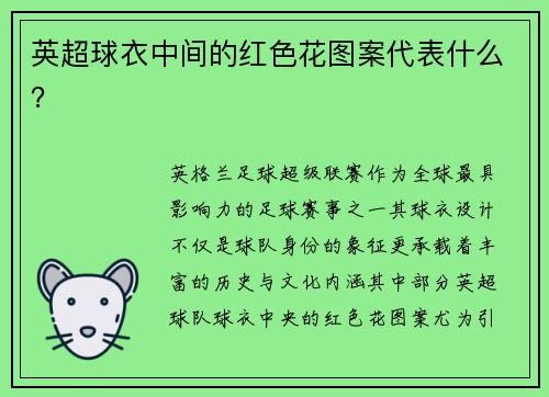 英超球衣中间的红色花图案代表什么？